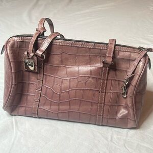 Dooney & Bourke Cox Embossed Dust Rose Leather Barrel Speedy Bag Purse